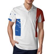 AILLOSA FLAG-176 3D Baskılı Desen Kısa Kollu Polo Yaka Erkek T-shirt
