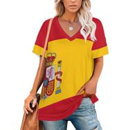 AILLOSA FLAG-178 Tamamı Baskılı V Yaka Kısa Kollu Kadın T-shirt