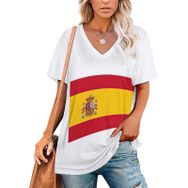 AILLOSA FLAG-179 Tamamı Baskılı V Yaka Kısa Kollu Kadın T-shirt