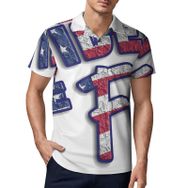 AILLOSA FLAG-18 3D Baskılı Desen Kısa Kollu Polo Yaka Erkek T-shirt