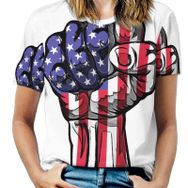 AILLOSA FLAG-181 Tamamı Baskılı Kısa Kollu Yuvarlak Yaka Kadın T-shirt