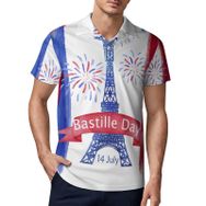 AILLOSA FLAG-183 3D Baskılı Desen Kısa Kollu Polo Yaka Erkek T-shirt