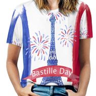 AILLOSA FLAG-183 Tamamı Baskılı Kısa Kollu Yuvarlak Yaka Kadın T-shirt