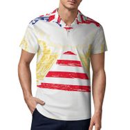 AILLOSA FLAG-184 3D Baskılı Desen Kısa Kollu Polo Yaka Erkek T-shirt