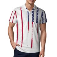 AILLOSA FLAG-185 3D Baskılı Desen Kısa Kollu Polo Yaka Erkek T-shirt