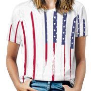 AILLOSA FLAG-185 Tamamı Baskılı Kısa Kollu Yuvarlak Yaka Kadın T-shirt