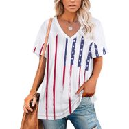AILLOSA FLAG-185 Tamamı Baskılı V Yaka Kısa Kollu Kadın T-shirt