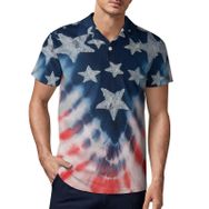 AILLOSA FLAG-186 3D Baskılı Desen Kısa Kollu Polo Yaka Erkek T-shirt