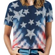 AILLOSA FLAG-186 Tamamı Baskılı Kısa Kollu Yuvarlak Yaka Kadın T-shirt