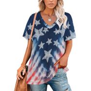 AILLOSA FLAG-186 Tamamı Baskılı V Yaka Kısa Kollu Kadın T-shirt