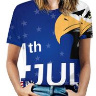 AILLOSA FLAG-187 Tamamı Baskılı Kısa Kollu Yuvarlak Yaka Kadın T-shirt