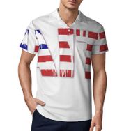 AILLOSA FLAG-189 3D Baskılı Desen Kısa Kollu Polo Yaka Erkek T-shirt