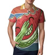 AILLOSA FLAG-192 3D Baskılı Desen Kısa Kollu Polo Yaka Erkek T-shirt