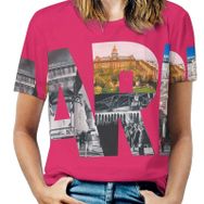 AILLOSA FLAG-193 Tamamı Baskılı Kısa Kollu Yuvarlak Yaka Kadın T-shirt