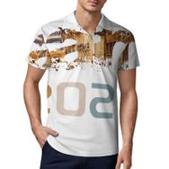 AILLOSA FLAG-194 3D Baskılı Desen Kısa Kollu Polo Yaka Erkek T-shirt