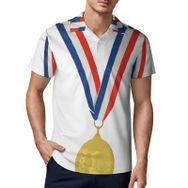 AILLOSA FLAG-198 3D Baskılı Desen Kısa Kollu Polo Yaka Erkek T-shirt
