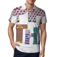 AILLOSA FLAG-199 3D Baskılı Desen Kısa Kollu Polo Yaka Erkek T-shirt