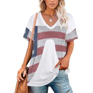AILLOSA FLAG-20 Tamamı Baskılı V Yaka Kısa Kollu Kadın T-shirt