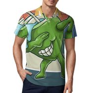 AILLOSA FLAG-200 3D Baskılı Desen Kısa Kollu Polo Yaka Erkek T-shirt