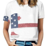 AILLOSA FLAG-21 Tamamı Baskılı Kısa Kollu Yuvarlak Yaka Kadın T-shirt