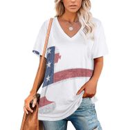 AILLOSA FLAG-21 Tamamı Baskılı V Yaka Kısa Kollu Kadın T-shirt