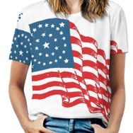 AILLOSA FLAG-22 Tamamı Baskılı Kısa Kollu Yuvarlak Yaka Kadın T-shirt