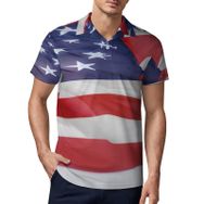 AILLOSA FLAG-23 3D Baskılı Desen Kısa Kollu Polo Yaka Erkek T-shirt