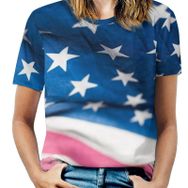 AILLOSA FLAG-27 Tamamı Baskılı Kısa Kollu Yuvarlak Yaka Kadın T-shirt