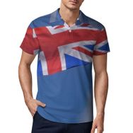 AILLOSA FLAG-28 3D Baskılı Desen Kısa Kollu Polo Yaka Erkek T-shirt