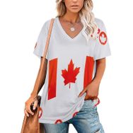 AILLOSA FLAG-29 Tamamı Baskılı V Yaka Kısa Kollu Kadın T-shirt