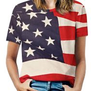 AILLOSA FLAG-30 Tamamı Baskılı Kısa Kollu Yuvarlak Yaka Kadın T-shirt