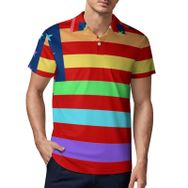 AILLOSA FLAG-31 3D Baskılı Desen Kısa Kollu Polo Yaka Erkek T-shirt