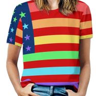 AILLOSA FLAG-31 Tamamı Baskılı Kısa Kollu Yuvarlak Yaka Kadın T-shirt
