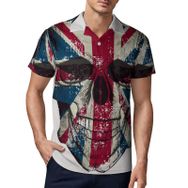 AILLOSA FLAG-32 3D Baskılı Desen Kısa Kollu Polo Yaka Erkek T-shirt