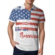 AILLOSA FLAG-33 3D Baskılı Desen Kısa Kollu Polo Yaka Erkek T-shirt