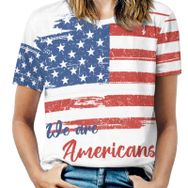 AILLOSA FLAG-33 Tamamı Baskılı Kısa Kollu Yuvarlak Yaka Kadın T-shirt