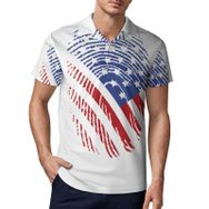 AILLOSA FLAG-34 3D Baskılı Desen Kısa Kollu Polo Yaka Erkek T-shirt