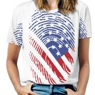 AILLOSA FLAG-34 Tamamı Baskılı Kısa Kollu Yuvarlak Yaka Kadın T-shirt
