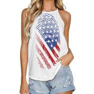 AILLOSA FLAG-34 Yuvarlak Yaka Kolsuz Kadın T-shirt
