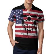 AILLOSA FLAG-36 3D Baskılı Desen Kısa Kollu Polo Yaka Erkek T-shirt