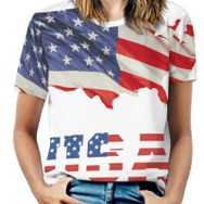 AILLOSA FLAG-37 Tamamı Baskılı Kısa Kollu Yuvarlak Yaka Kadın T-shirt