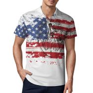 AILLOSA FLAG-38 3D Baskılı Desen Kısa Kollu Polo Yaka Erkek T-shirt