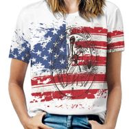 AILLOSA FLAG-38 Tamamı Baskılı Kısa Kollu Yuvarlak Yaka Kadın T-shirt