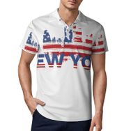 AILLOSA FLAG-39 3D Baskılı Desen Kısa Kollu Polo Yaka Erkek T-shirt