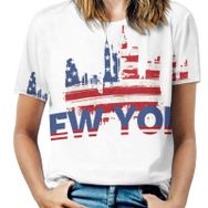 AILLOSA FLAG-39 Tamamı Baskılı Kısa Kollu Yuvarlak Yaka Kadın T-shirt