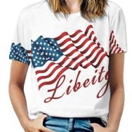 AILLOSA FLAG-40 Tamamı Baskılı Kısa Kollu Yuvarlak Yaka Kadın T-shirt