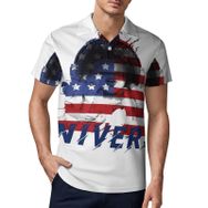 AILLOSA FLAG-41 3D Baskılı Desen Kısa Kollu Polo Yaka Erkek T-shirt