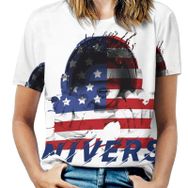 AILLOSA FLAG-41 Tamamı Baskılı Kısa Kollu Yuvarlak Yaka Kadın T-shirt