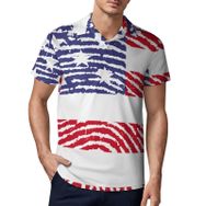 AILLOSA FLAG-43 3D Baskılı Desen Kısa Kollu Polo Yaka Erkek T-shirt