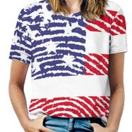 AILLOSA FLAG-43 Tamamı Baskılı Kısa Kollu Yuvarlak Yaka Kadın T-shirt